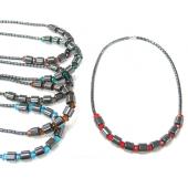 Hematite Beads with Crystal Glass Precious Stone Necklace